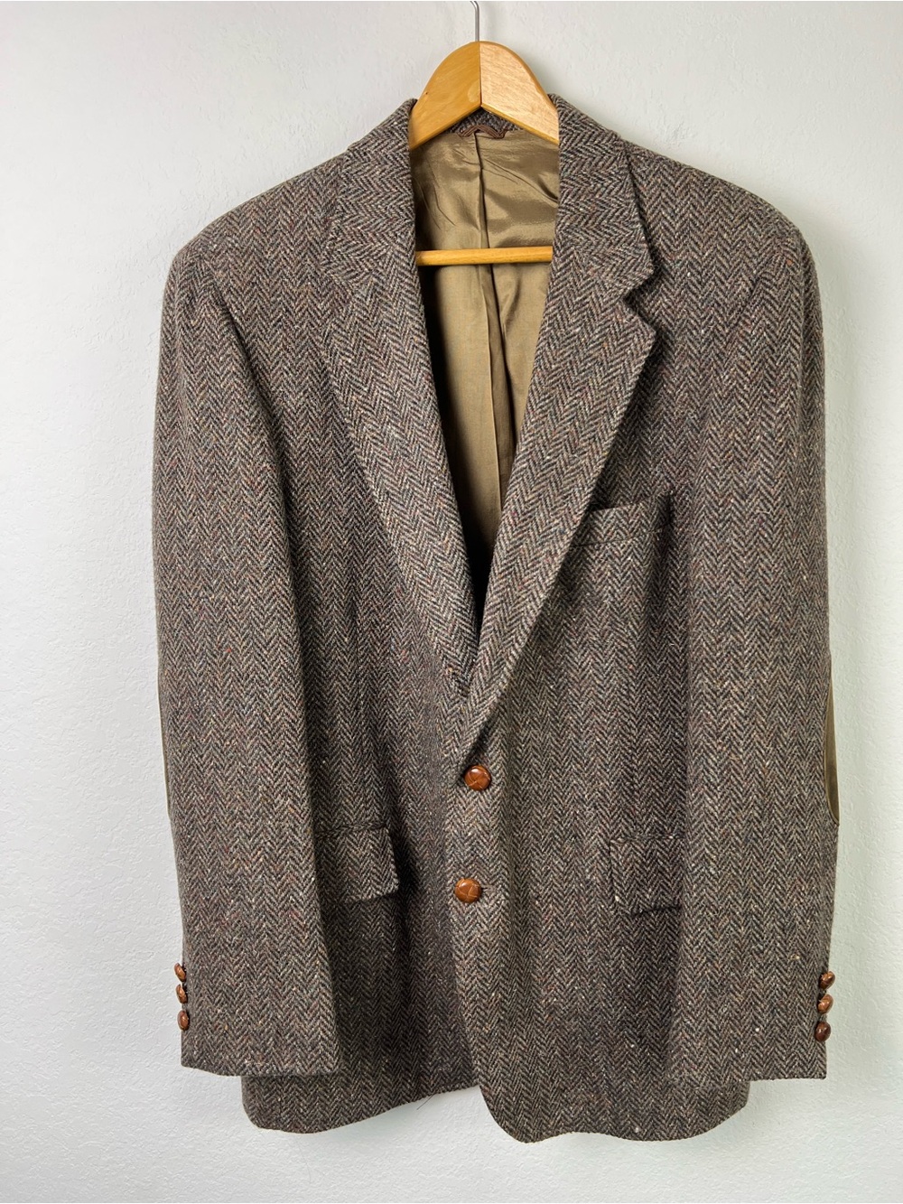 Levi’s Menswear Vintage Brown Herringbone Pure Wool Elbow Patches Sports Coat